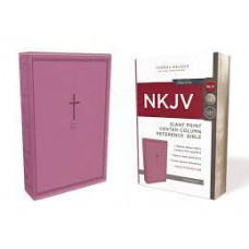 NKJV Giant Print Center-Column Reference Bible - Pink Leathersoft